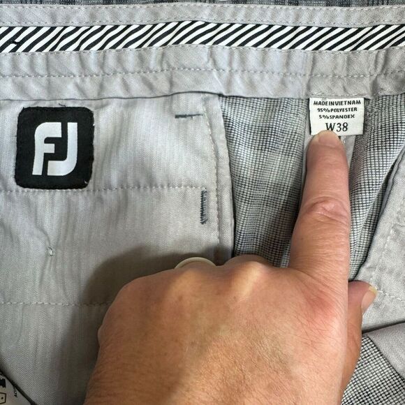 Footjoy FJ Shorts Mens 38 Plaid Bermuda Golf Gray Pockets Stretch Performance - Picture 4 of 9